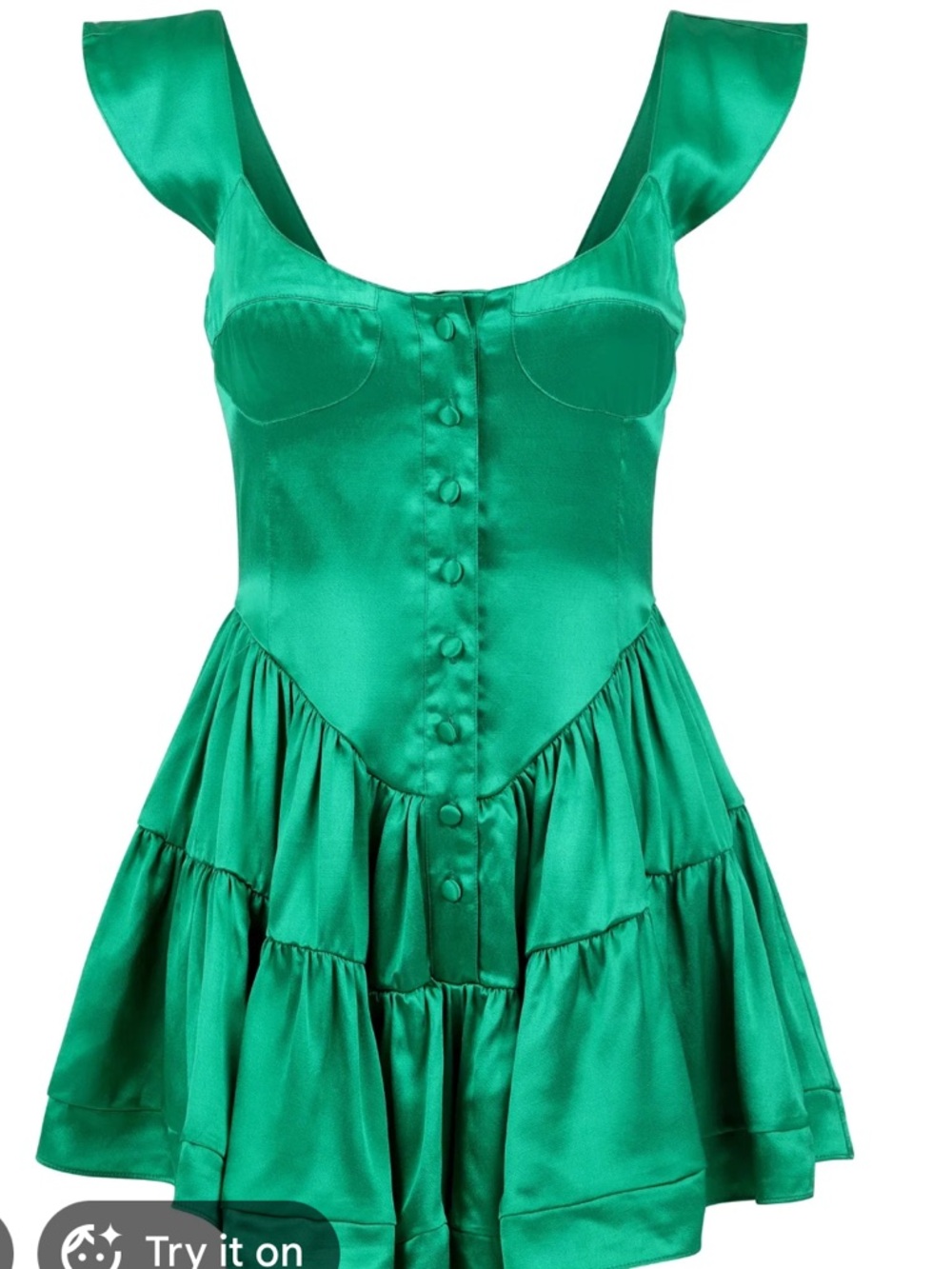 Vanessa Mooney satin Green Romper Dress